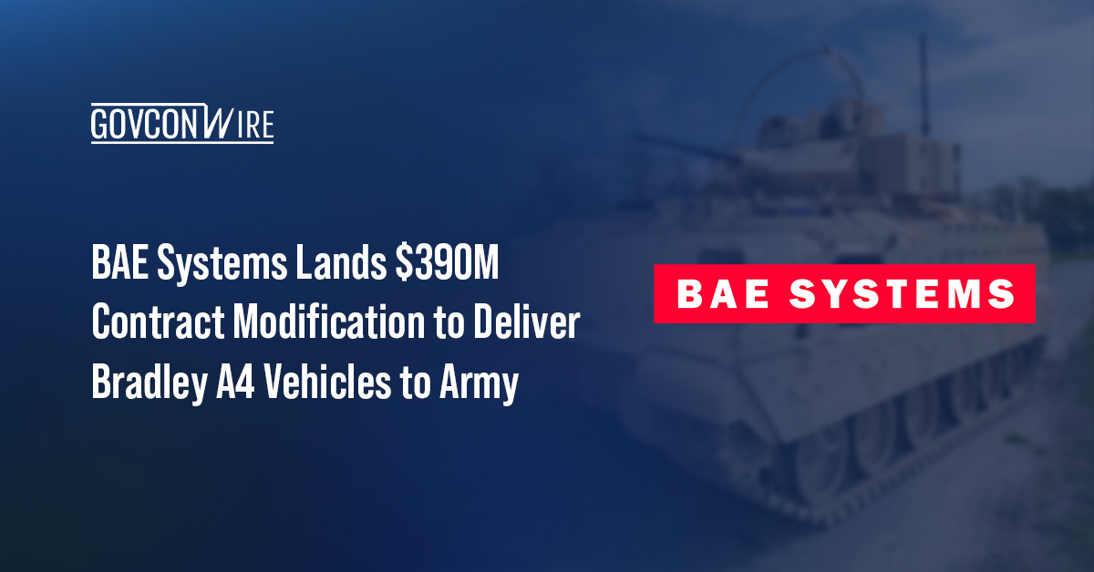 BAE Systems Lands $390M Contract Modification to Deliver Bradley A4 Vehicles to Army BAE Systems logo. BAE Systems secured a $390 million contract modification to produce additional Bradley A4 vehicles.