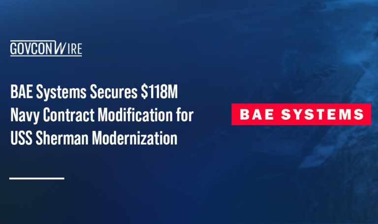 BAE Systems logo. The U.S. Navy awarded BAE Systems a contract modification to modernize and maintain the USS Sherman.