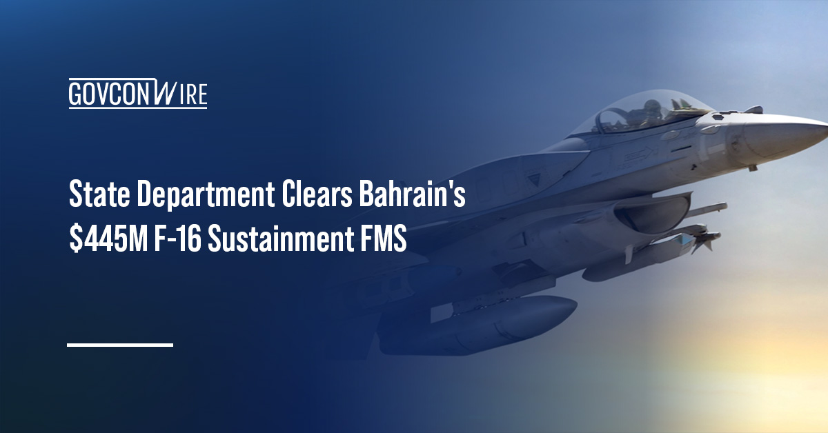 An F-16 fighter jet in flight. Bahrain requested to purchase F-16 sustainment parts and services
