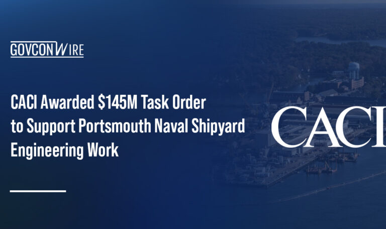 CACI logo. CACI will continue providing engineering services to the U.S. Navy’s Portsmouth Naval Shipyard.