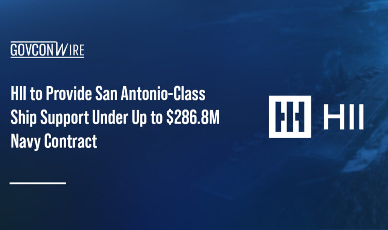 HII logo. HII will provide post-delivery and engineering support for the Navy's San Antonio-class ships
