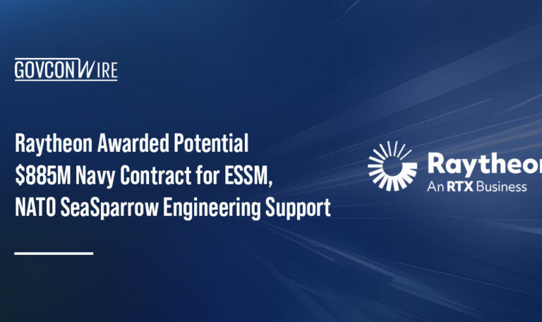 Raytheon logo. The U.S. Navy awarded Raytheon a potential $885M contract to support ESSM and NATO SeaSparrow programs.