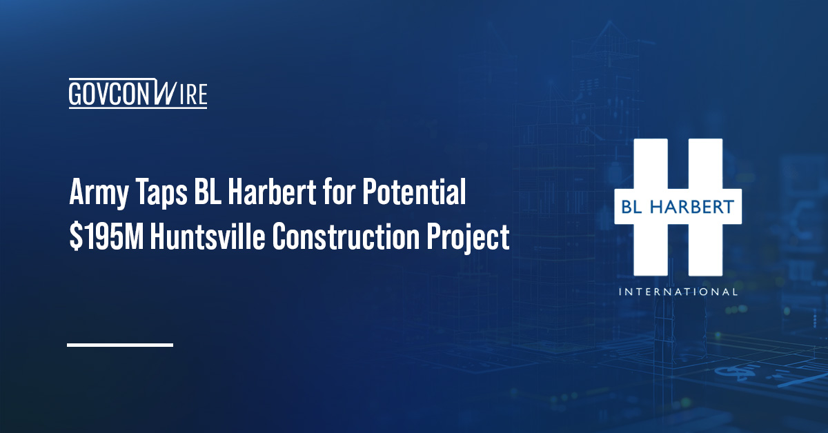 BL Harbert International logo. The U.S. Army has awarded BL Harbert the Huntsville construction project.