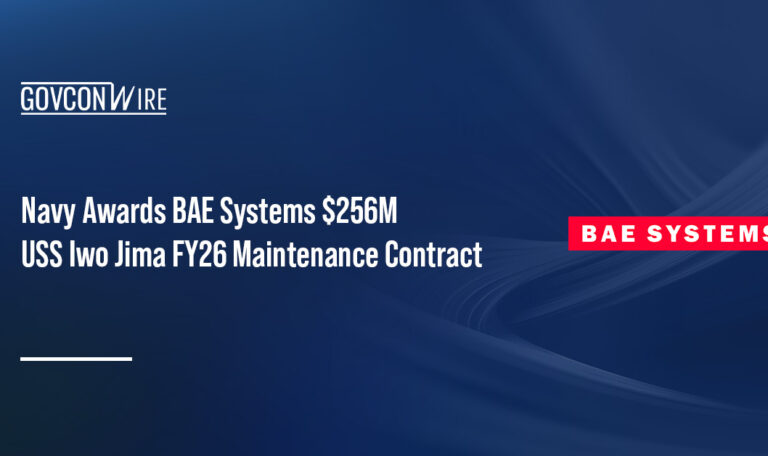 BAE Systems logo. BAE Systems secured a $255.9M contract for FY26 maintenance, modernization and repair work on USS Iwo Jima.
