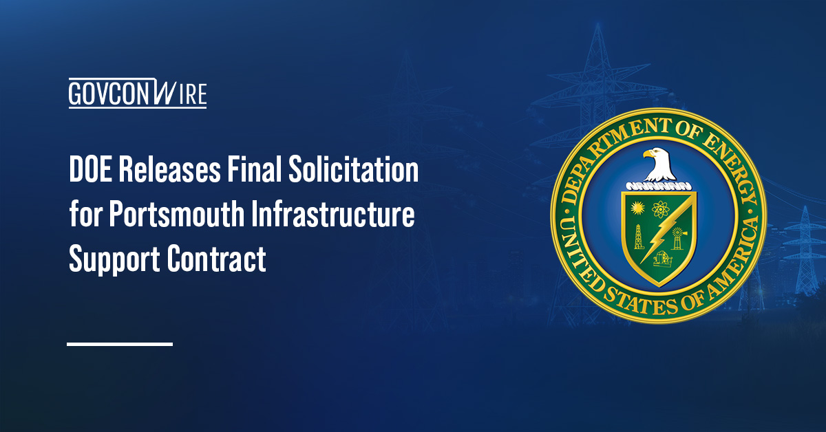 Department of Energy logo. DOE issued the final RFP for the Portsmouth infrastructure support services procurement contract.