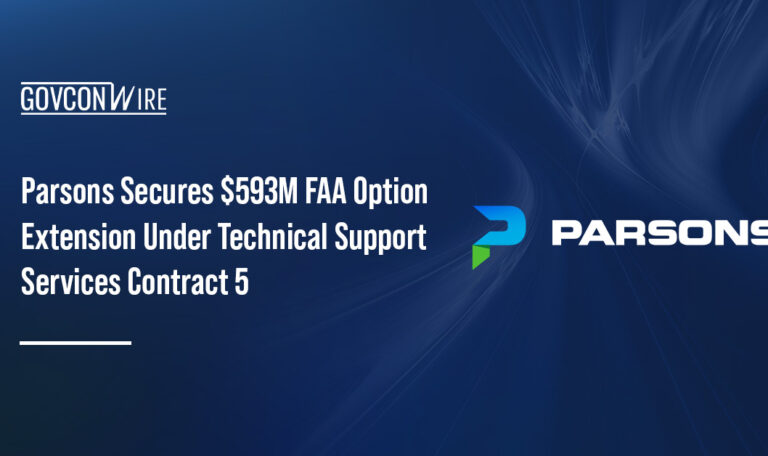 Parsons logo. Parsons has secured a $593 million FAA TSSC 5 contract extension.