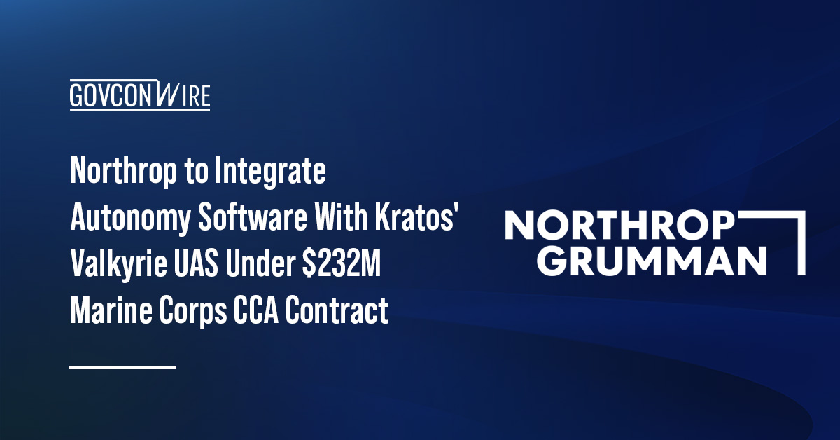 Northrop to Integrate Autonomy Software With Kratos’ Valkyrie UAS Under $232M Marine Corps CCA Contract Northrop Grumman logo. The Marine Corps CCA will integrate Northrop’s autonomous mission systems with Kratos’ Valkyrie UAS.