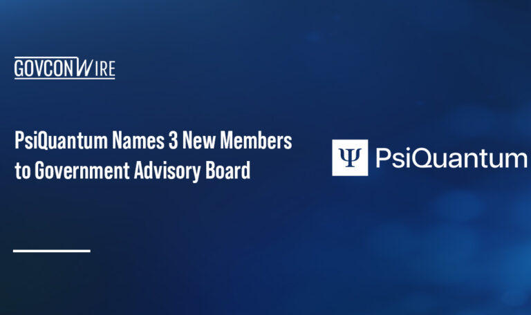 PsiQuantum logo. Stephen Biegun, Ellen Lord and Chris Miller joined Bob Sharp on the PsiQuantum government advisory board.