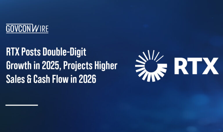RTX logo. RTX posted double-digit sales growth in 2025.
