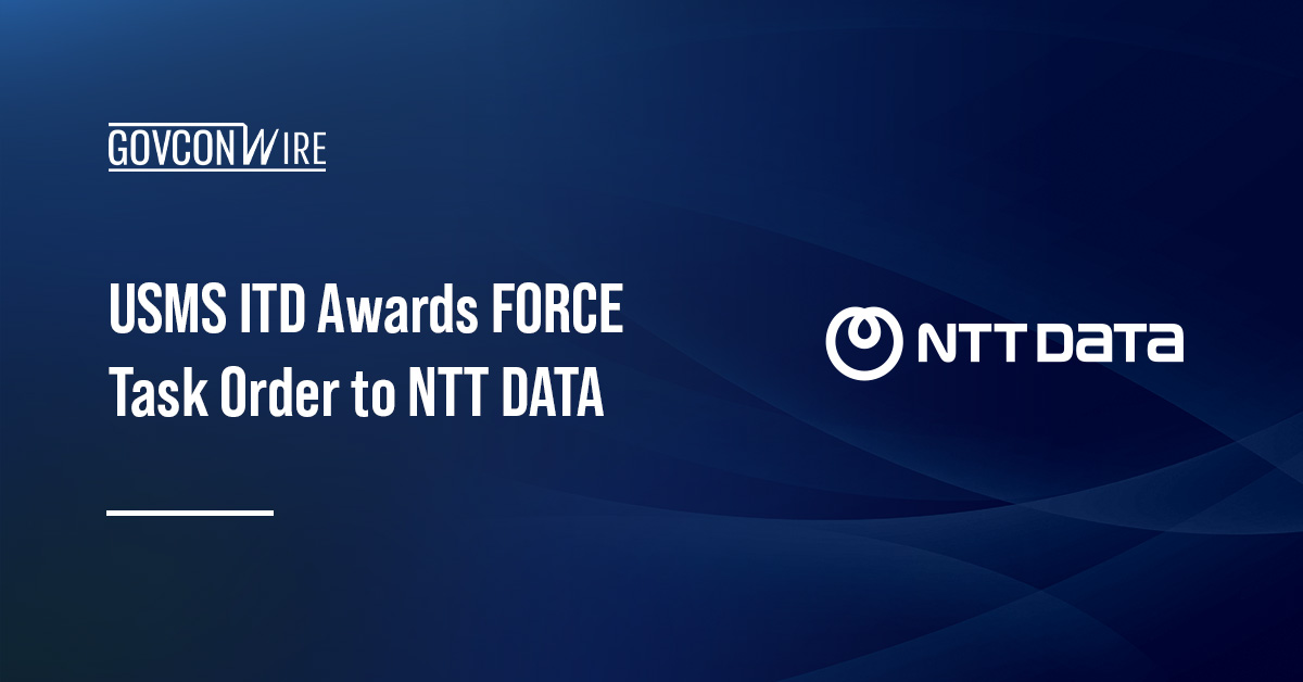 NTT DATA logo. The U.S. Marshals Service has awarded NTT DATA a task order in support of the FORCE program.