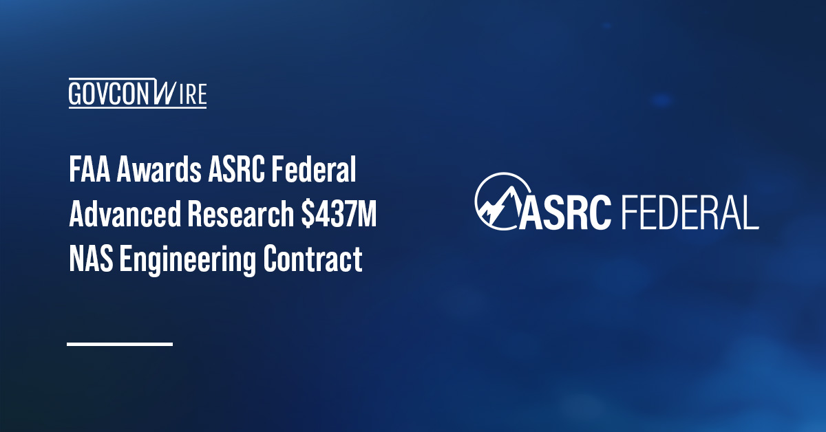 ASRC Federal logo. FAA awarded ASRC Federal Advanced Research a potential $437.4M contract to provide engineering support.