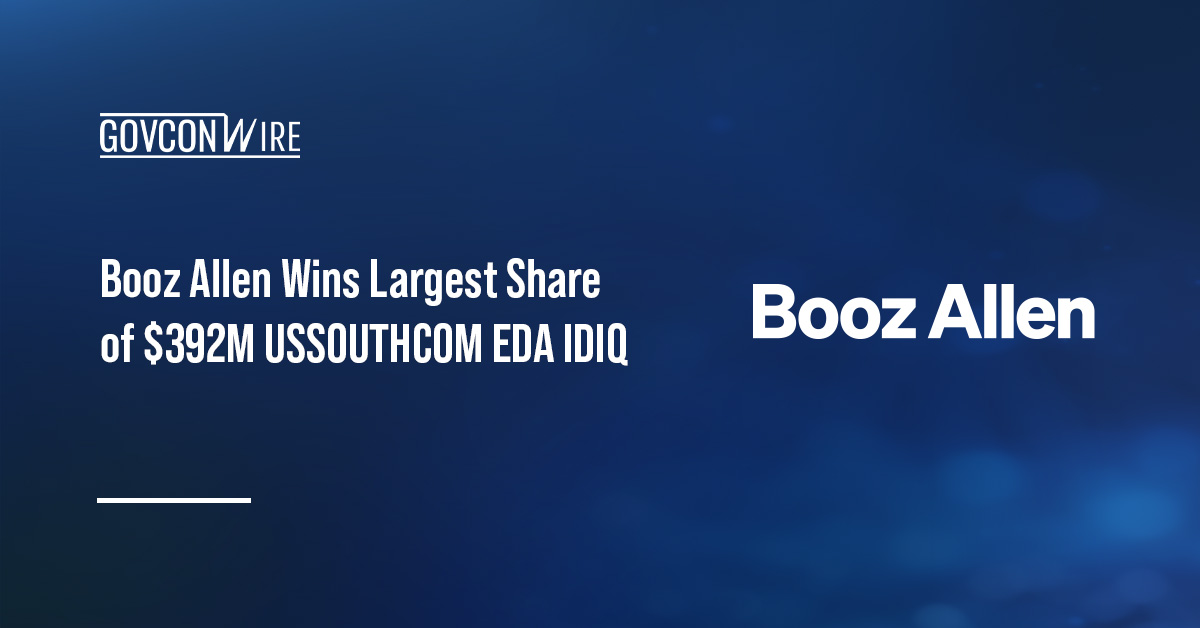 Booz Allen logo. The Army awarded Booz Allen and four other firms spots on a $391.6M EDA IDIQ.