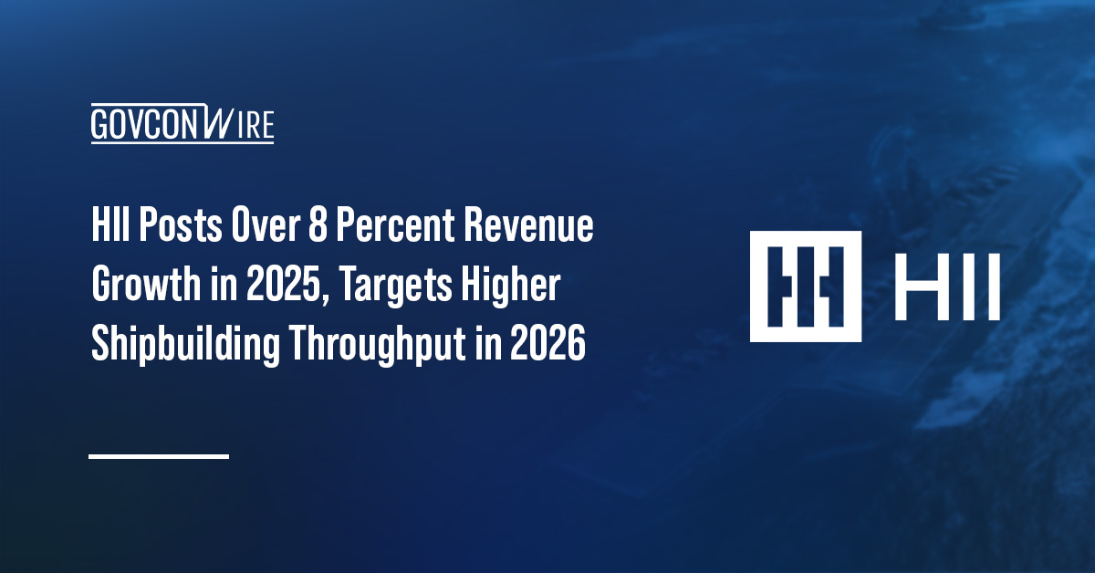 HII logo. HII reported increased 2025 revenue and free cash flow.