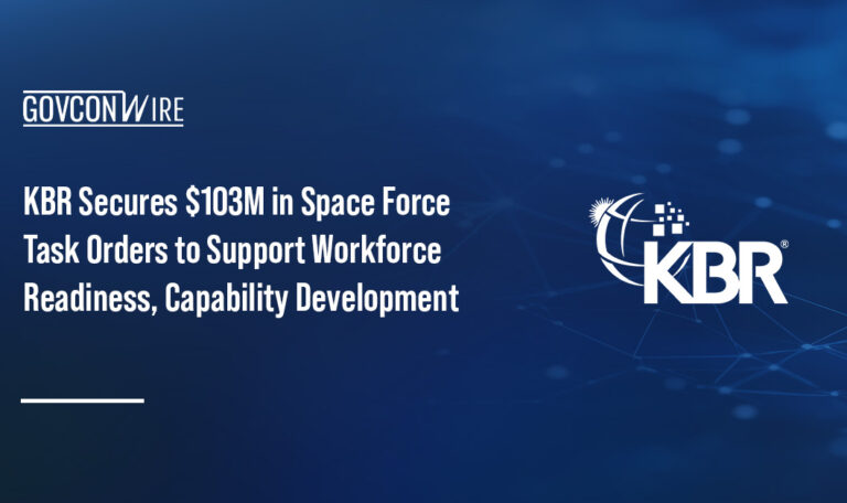 KBR logo. KBR secured two firm-fixed-price task orders worth $103M from the U.S. Space Force.