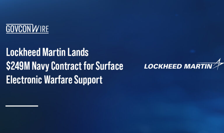 Lockheed Martin logo. The Navy awarded Lockheed Martin a contract to support the Surface EW Improvement Program.