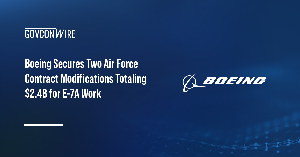 Boeing logo. The U.S. Air Force awarded Boeing two contract modifications for work supporting the E-7A program.