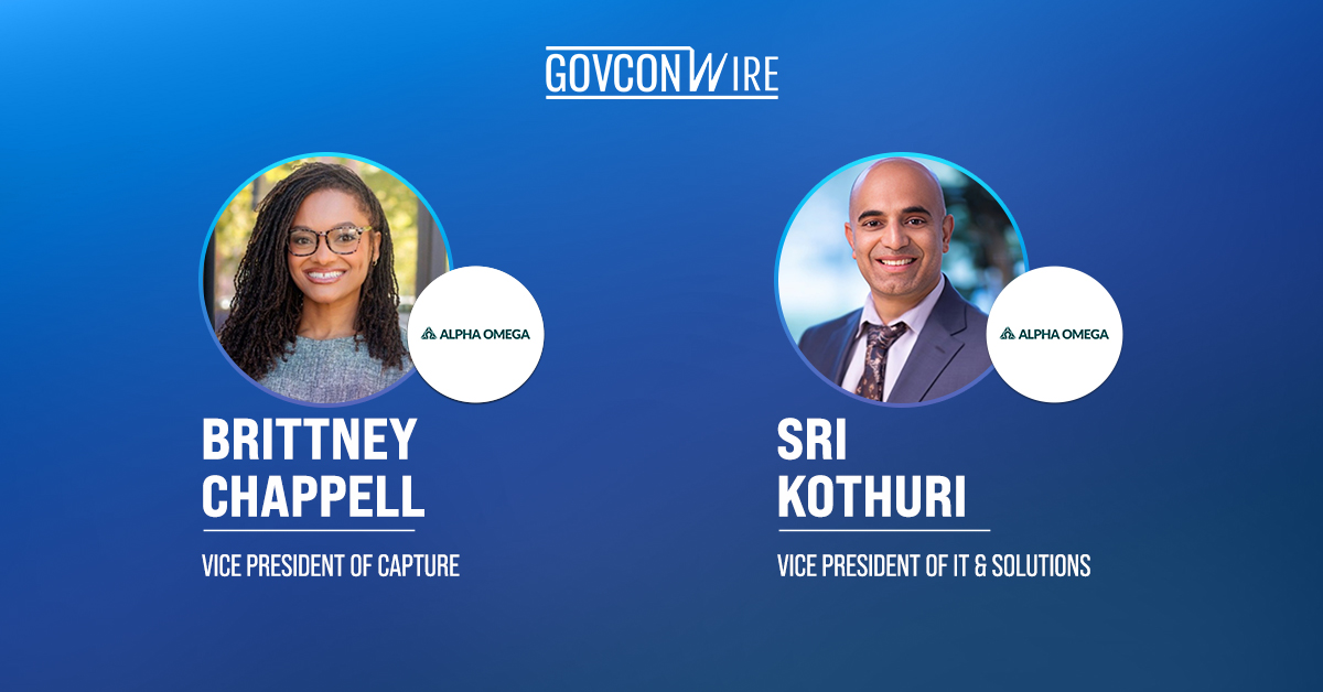 Brittney Chappell and Sri Kothuri. Chappell and Kothuri have joined Alpha Omega as VP of capture and IT and solutions.