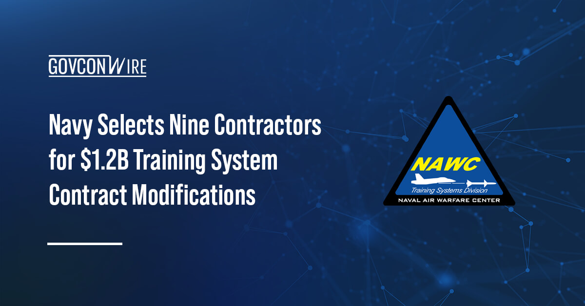 NAWCTSD logo. NAWCTSD awarded conytract modifications to nine companies for the training system support contract.