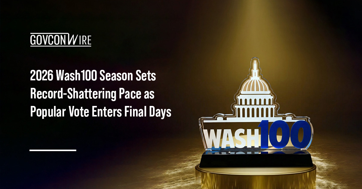 2026 Wash100 Award logo. The season highlights record engagement as Executive Mosaic's popular vote nears its deadline.