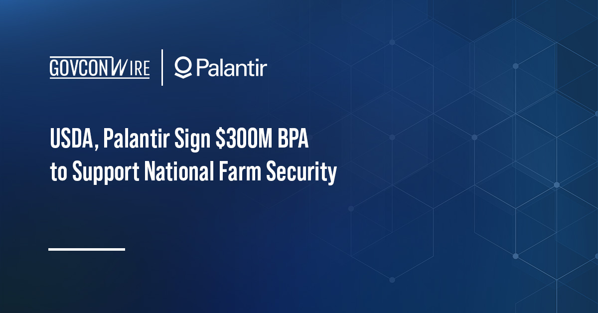 Palantir logo. USDA and Palantir have signed a blanket purchase agreement to support the National Farm Security Action Plan.