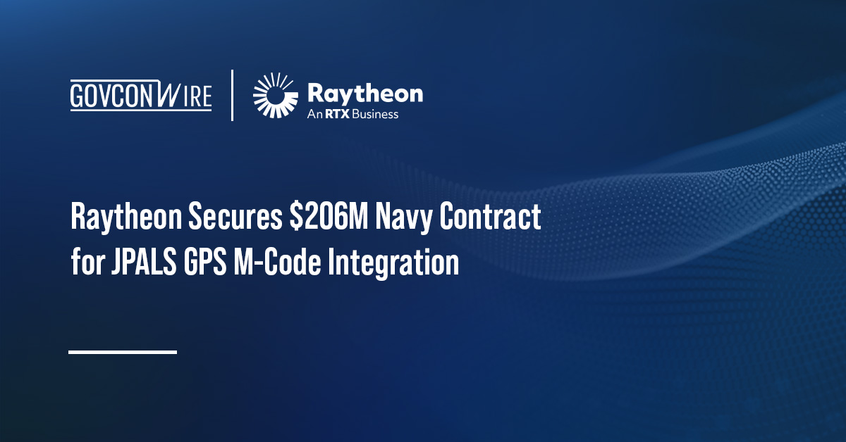 Raytheon logo. The U.S. Navy has awarded Raytheon a contract to integrate M-Code GPS capability into the AN/USN-3(V)1 JPALS.