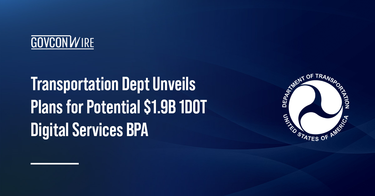 Department of Transportation logo. DOT unveiled plans for a $1.9 billion digital services BPA under the 1DOT initiative.