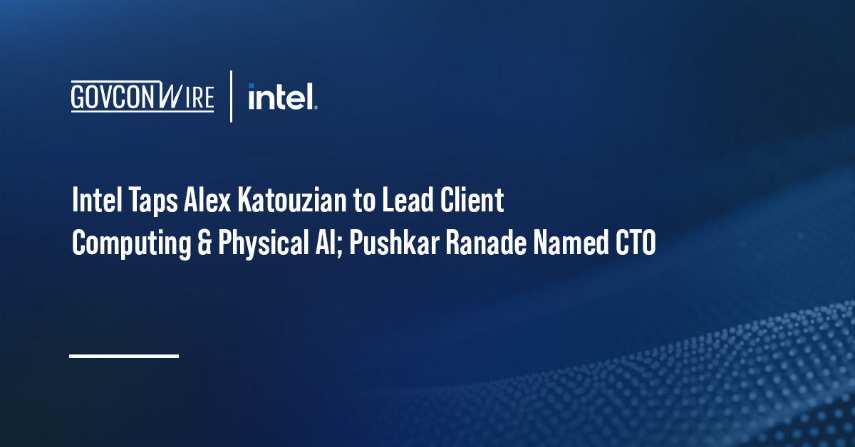 Intel logo. Intel has appointed Alex Katouzian as EVP and GM, while Pushkar Ranade was named chief technology officer.