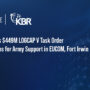 KBR logo. KBR secured $449 million in task order modifications under the U.S. Army’s LOGCAP V contract.