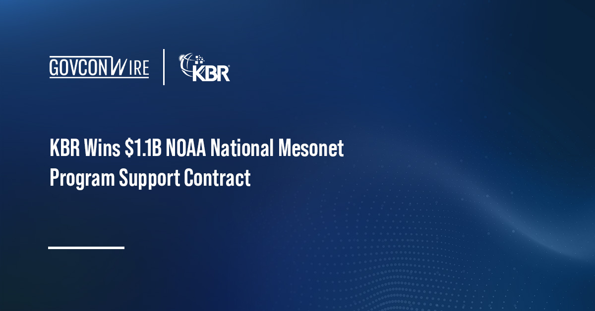 KBR logo. KBR has won a $1.1 billion NOAA contract to support the National Weather Service’s National Mesonet Program.