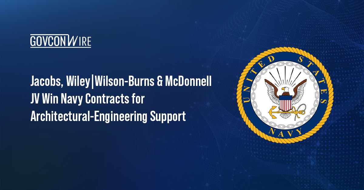 U.S. Navy logo. The Navy has awarded two companies separate IDIQ contracts for architectural and engineeering support.