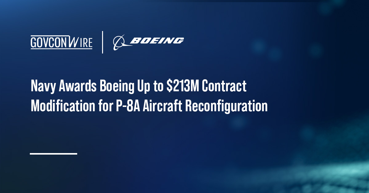 Boeing logo. The U.S. Navy has awarded Boeing a contract modification to reconfigure the P-8A aircraft.