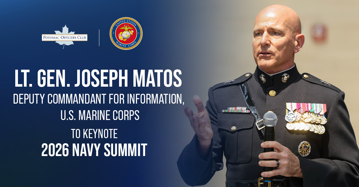 Lt. Gen. Joseph Matos. The USMC deputy commandant for information will keynote the 2026 Navy Summit on Aug. 27.