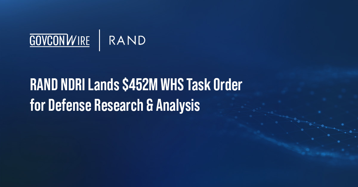 RAND NDRI Lands $452M WHS Task Order for Defense Research & Analysis RAND logo. WHS has awarded RAND NDRI a task order for services supporting Department of War policy and planning efforts.