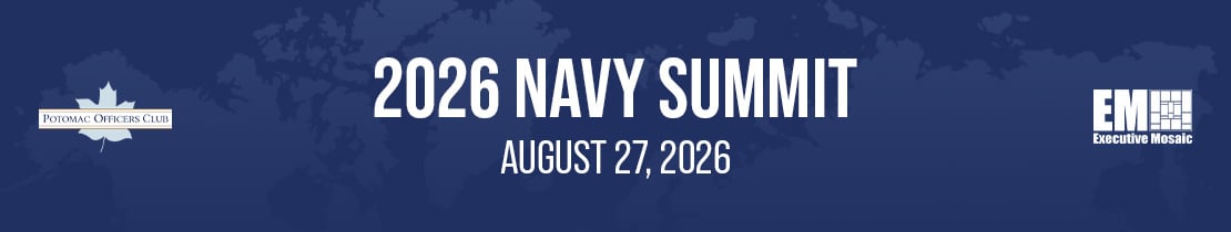 2026 Navy Summit banner. The Aug. 27 event is centered around keynotes from high-ranking Navy officials like Robert Gaucher.