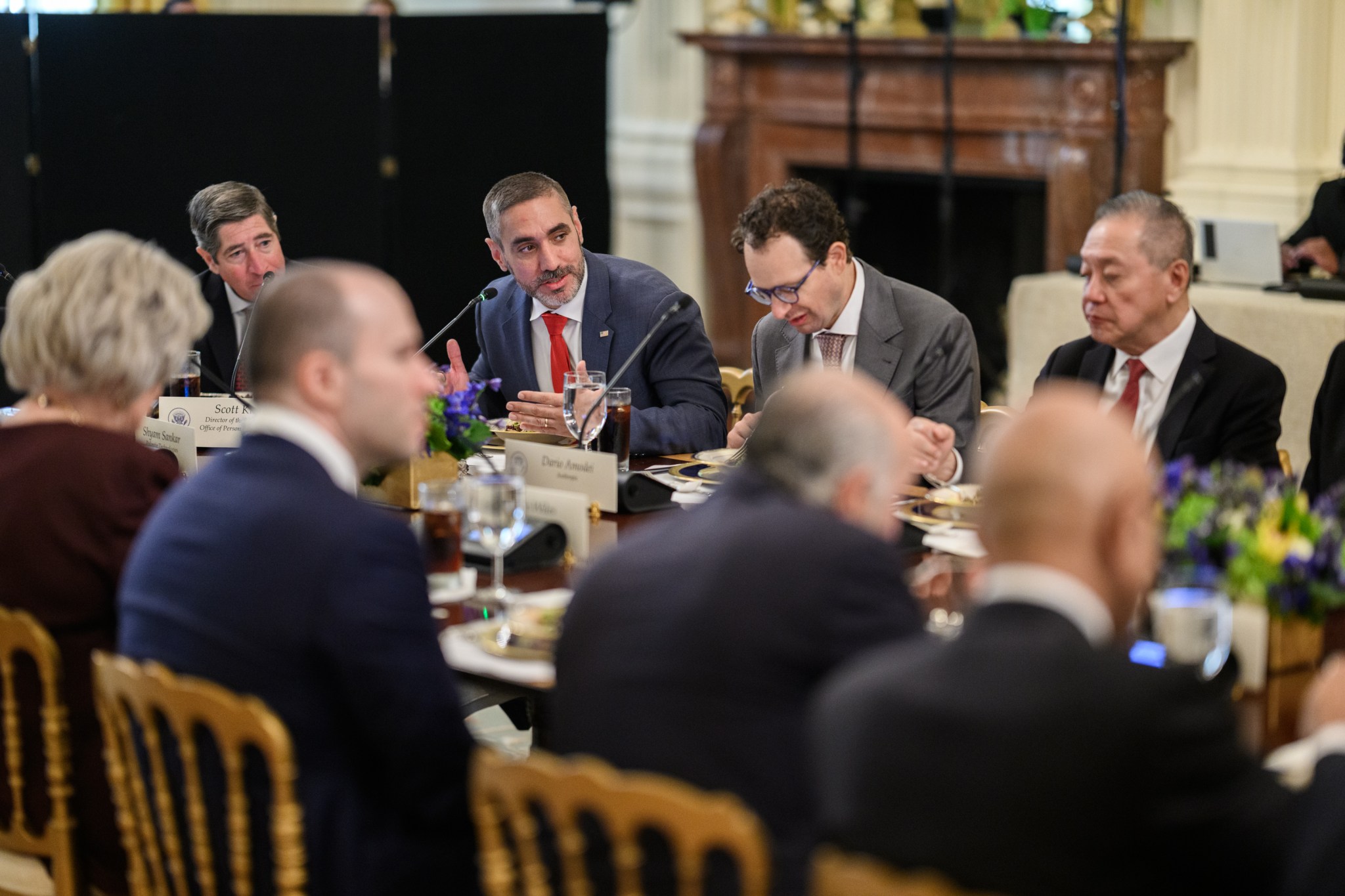 Brandon Daniels. The CEO of Exiger speaks during a White House meeting with AI company leaders on Sept. 29.
